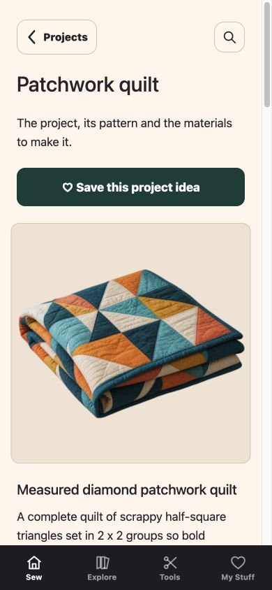 Find fabric for your project — patchwork quilt project summary, pattern, materials and fabric guidance