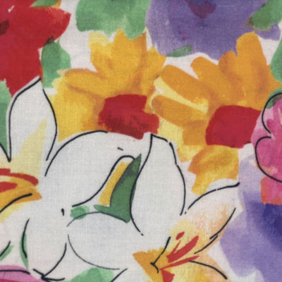 Multicolor quilting cotton with red and yellow flowers